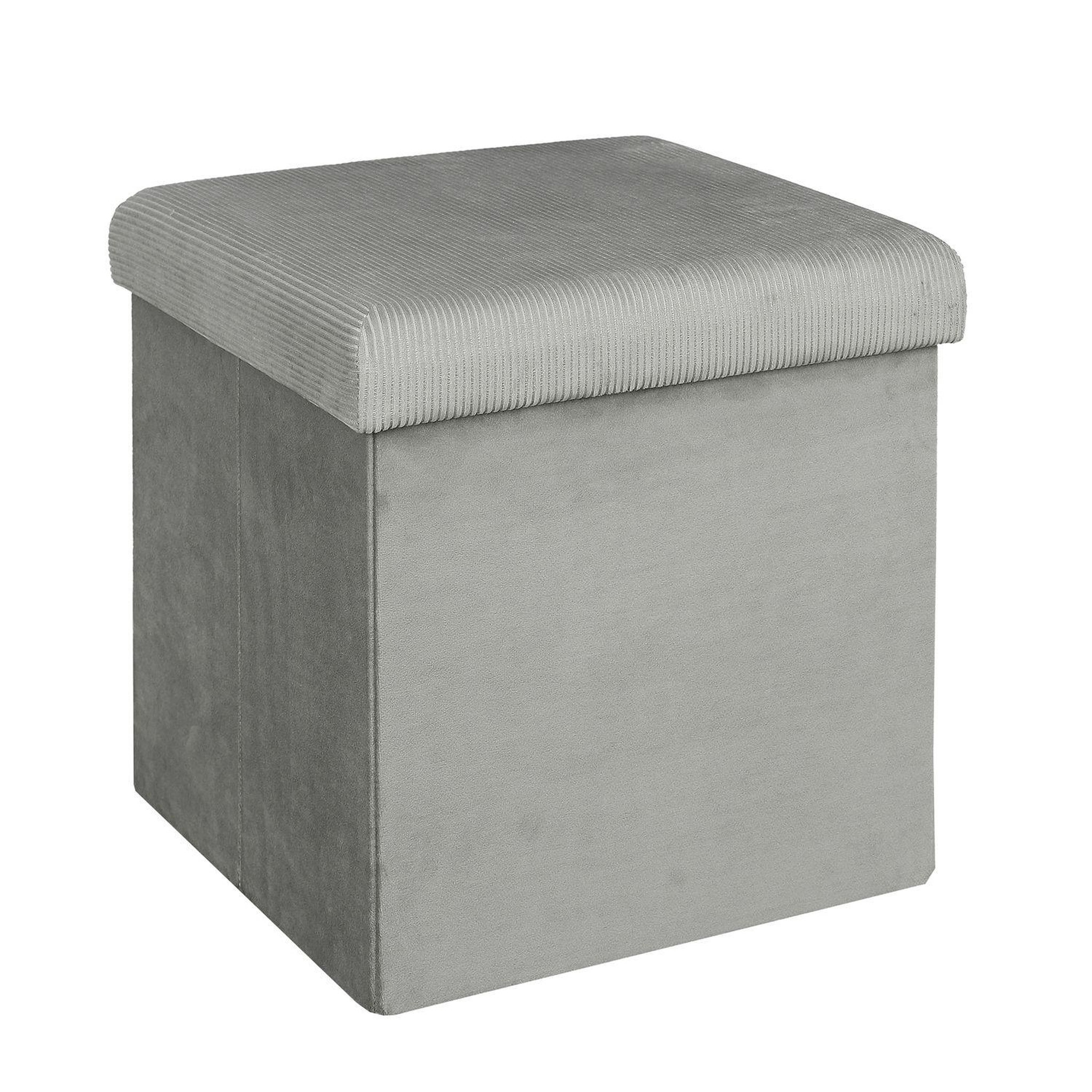 The Home Deco Factory Pouf coffre pliable en velours design giulia. Coloris disponibles : Gris, Rose, Jaune