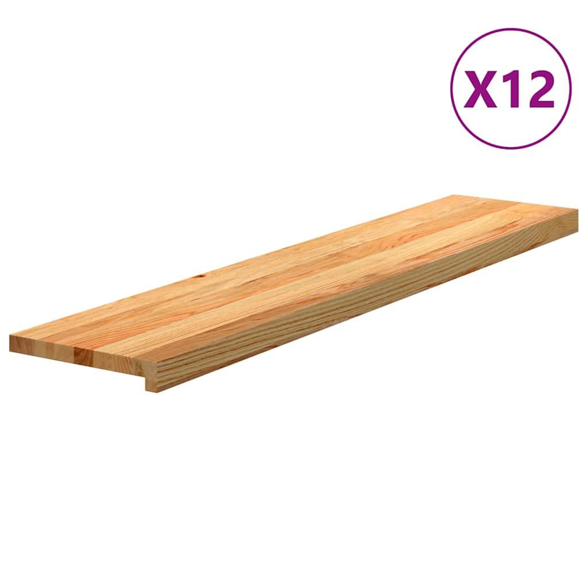 VIDAXL Marches d'escalier 12 pcs marron clair 120x25x2 cm chene massif