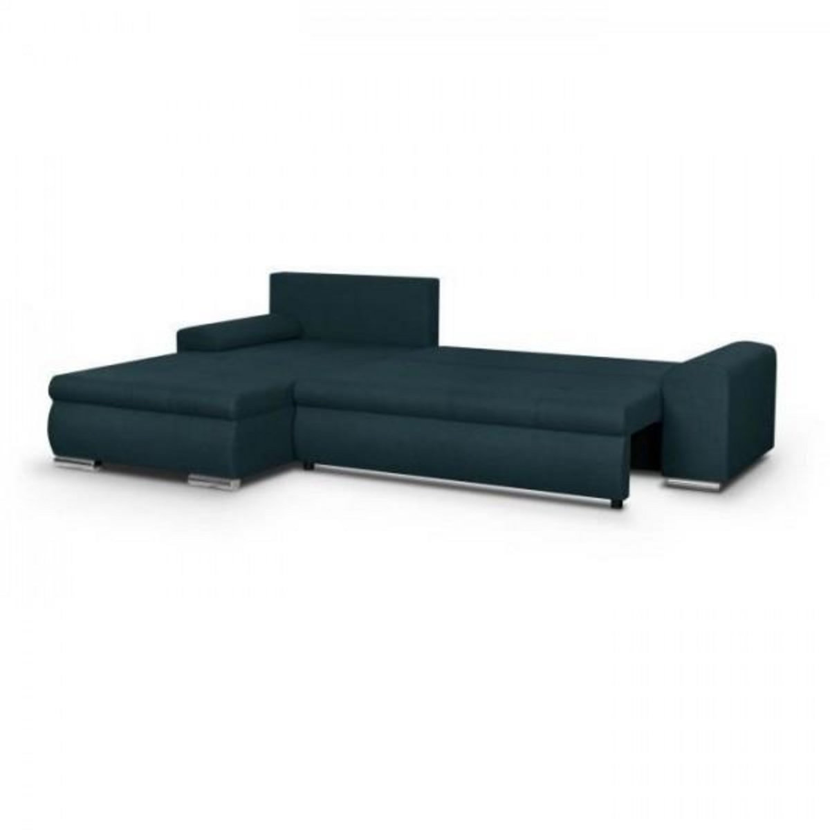 MARKET24 Canapé d'angle convertible réversible + coffre de rangement - Tissu Bleu - L 289 x P 94/188 x H 88 cm - INDIAN