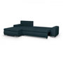 Voir la diapositive 3 : MARKET24 Canapé d'angle convertible réversible + coffre de rangement - Tissu Bleu - L 289 x P 94/188 x H 88 cm - INDIAN
