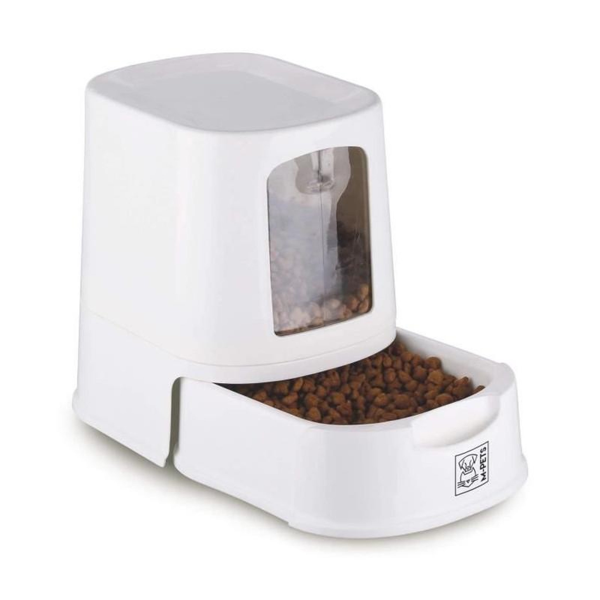 Voir la diapositive 1 : M PETS MPETS Distributeur de croquettes Lena avec couvercle 2L - Blanc - Pour chien et chat