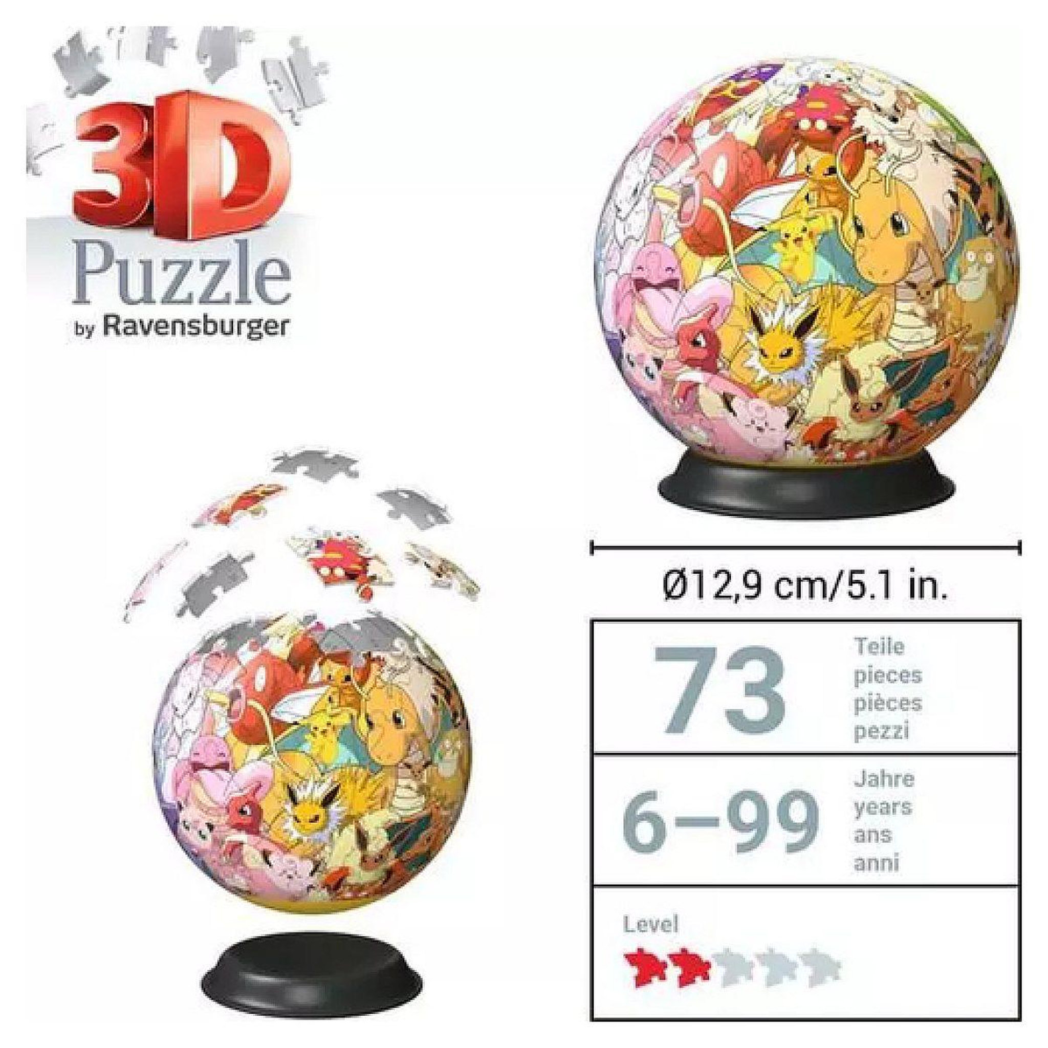 Voir la diapositive 5 : RAVENSBURGER 3d puzzle ball : pokemon 72 pcs
