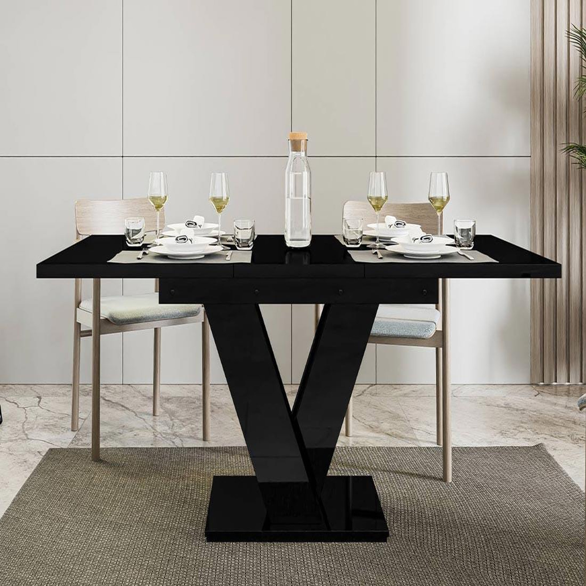 Voir la diapositive 2 : BEST MOBILIER Xandriel - table à manger extensible - noir - 4 à 6 personnes