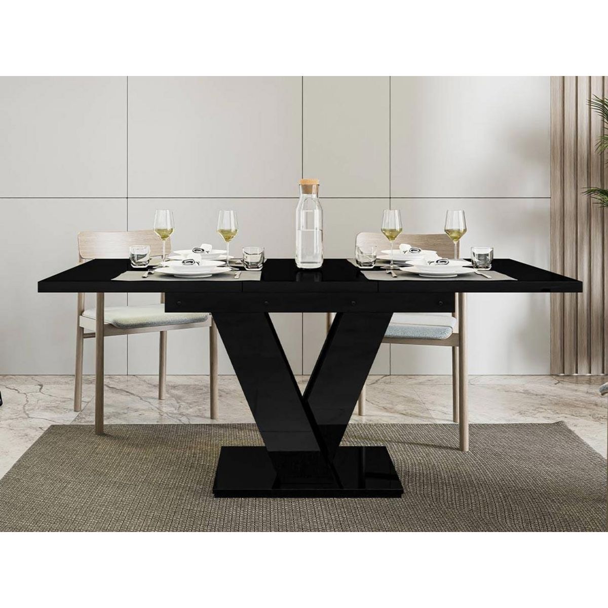 BEST MOBILIER Xandriel - table à manger extensible - noir - 4 à 6 personnes