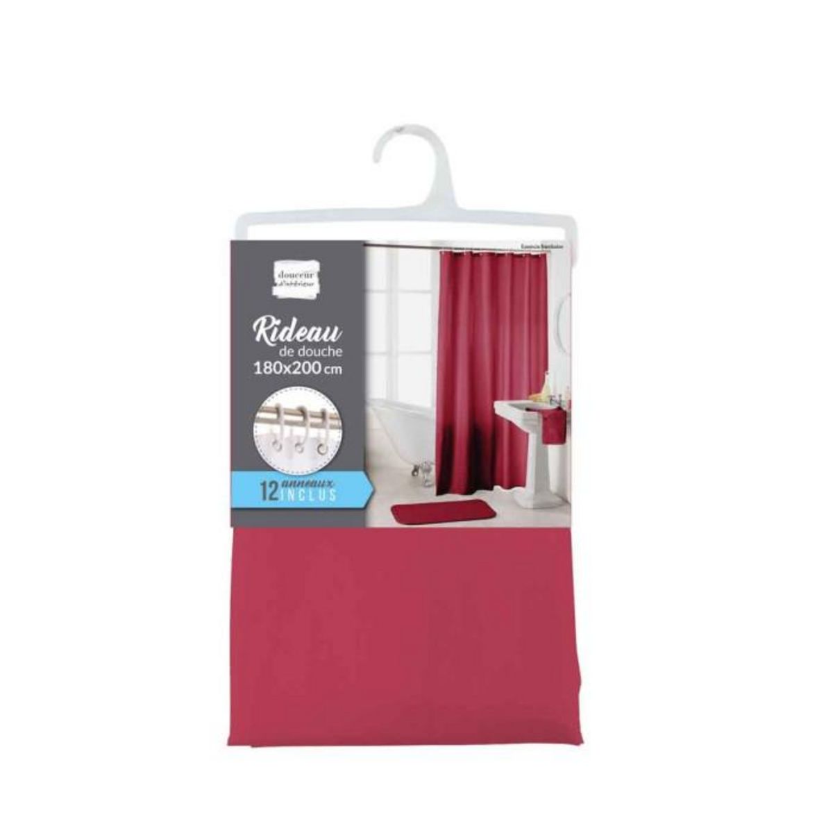 Paris Prix Rideau de Douche Uni  Essencia  180x200cm Framboise
