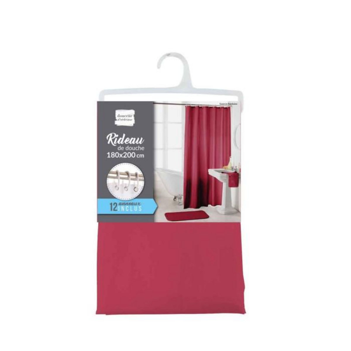 Paris Prix Rideau de Douche Uni  Essencia  180x200cm Framboise