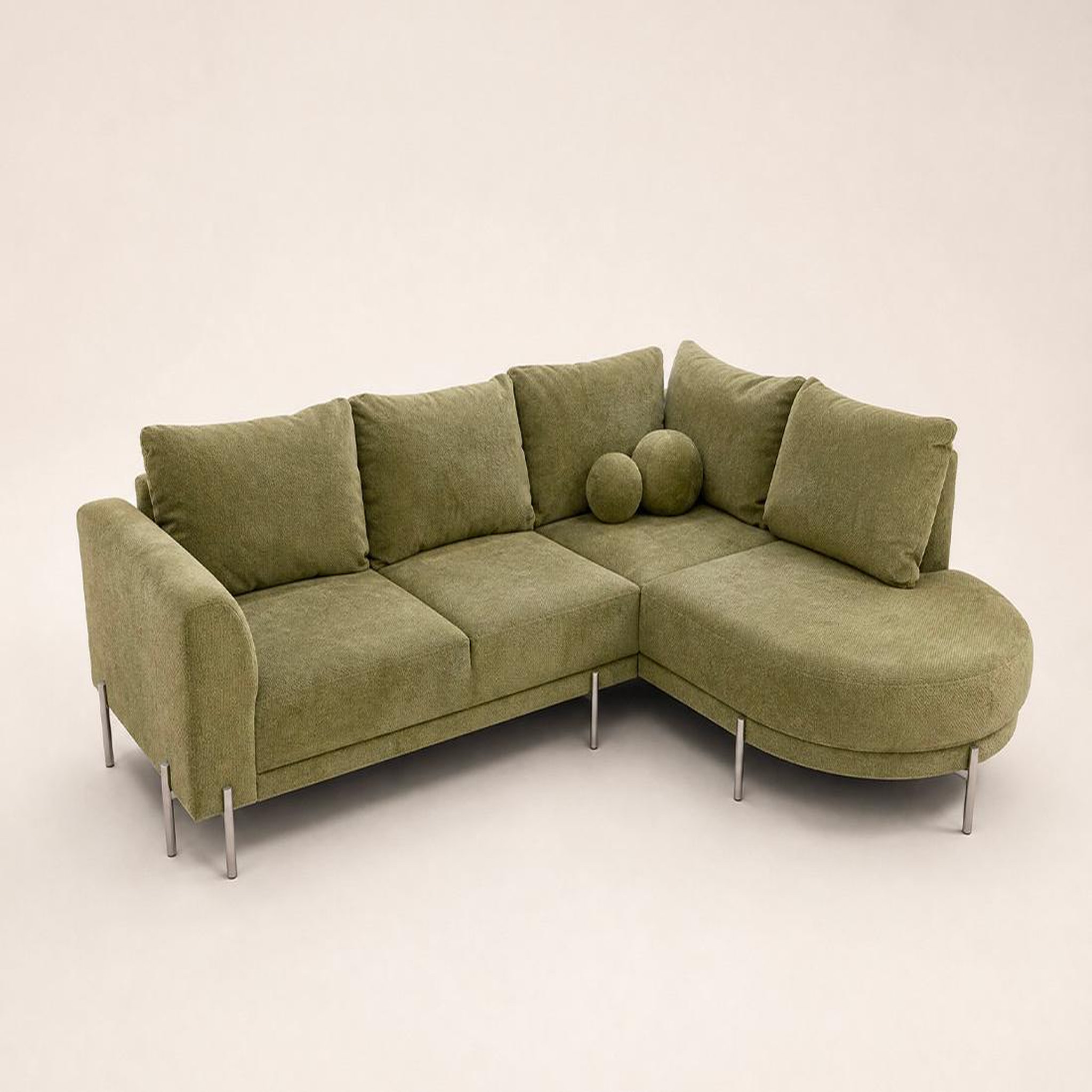 Voir la diapositive 4 : BEST MOBILIER Gabin - canapé d'angle droit 5 places en velours texturé