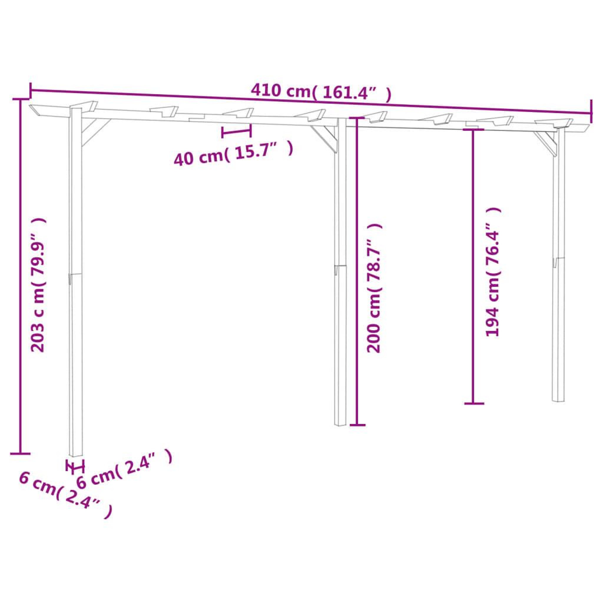 Voir la diapositive 5 : VIDAXL Pergola de jardin 410 x 40 x 203 cm Bois