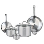 ELO Ensemble de 2 Poêles de cuisson 24 et 32 cm et 3 faitouts 12, 20 et 26 cm Elo Profi Citrin