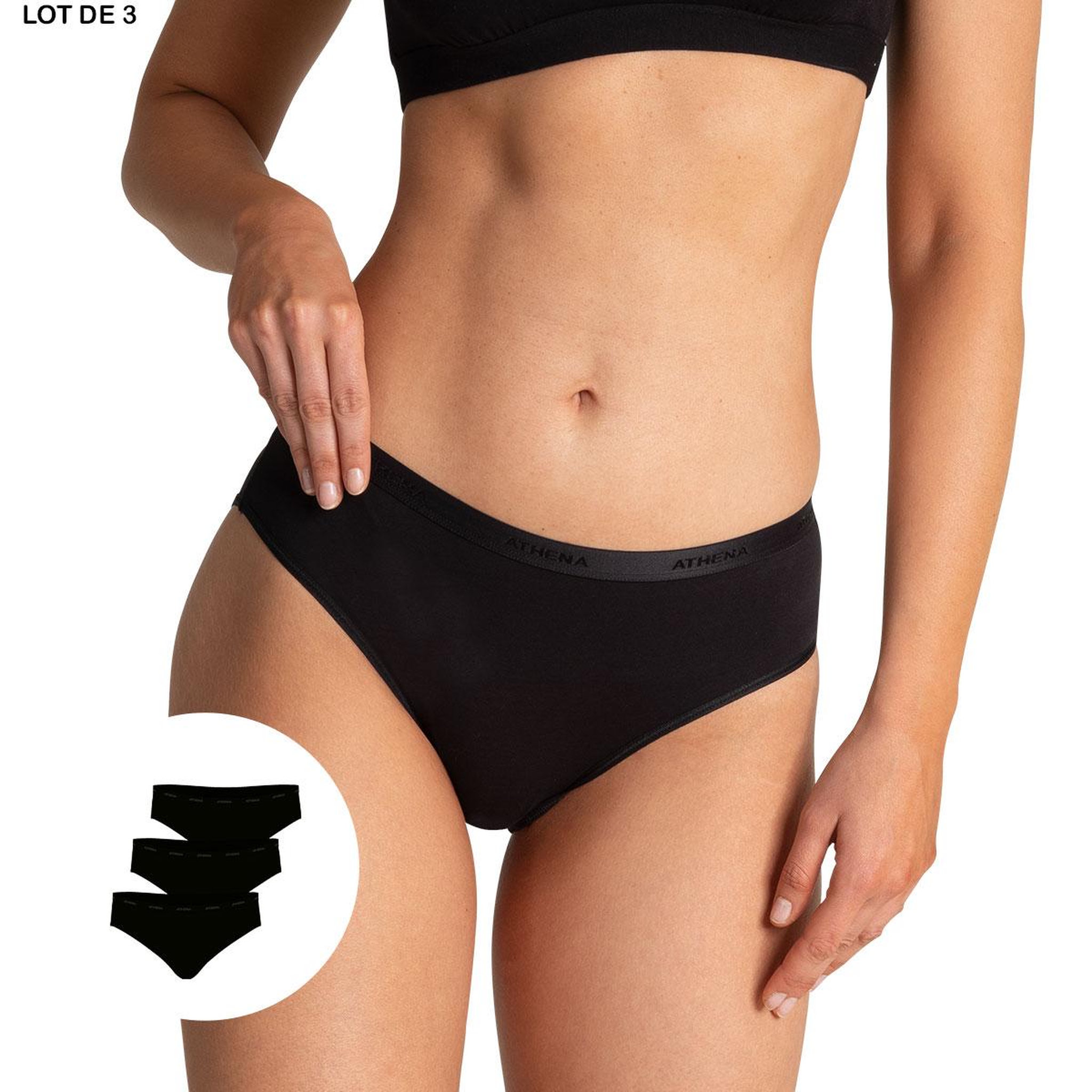 Voir la diapositive 2 : Athena Lot de 3 slips femme Ecopack Basic