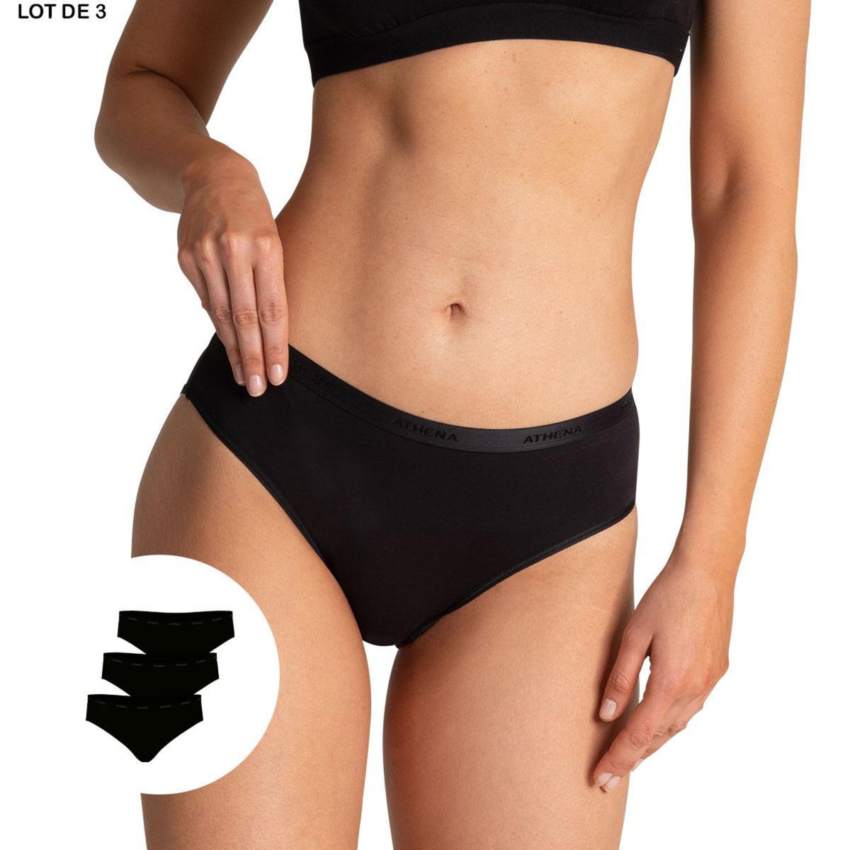 Athena Lot de 3 slips femme Ecopack Basic