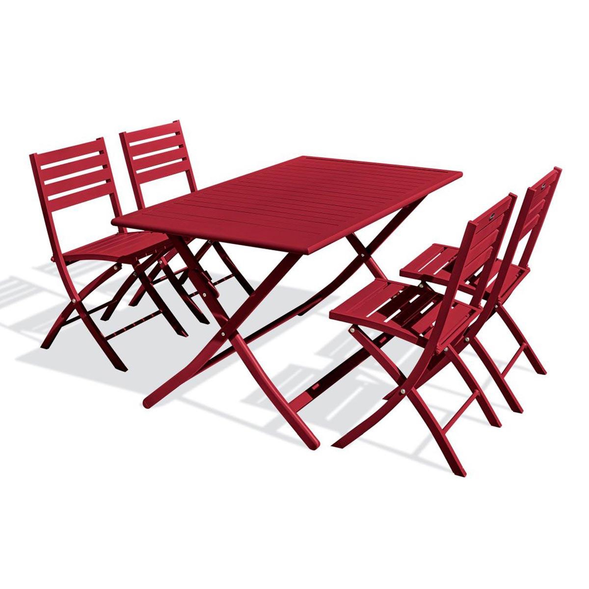 Paris Prix Ensemble table de jardin pliante & 4 chaises  marius  140cm rouge carmin