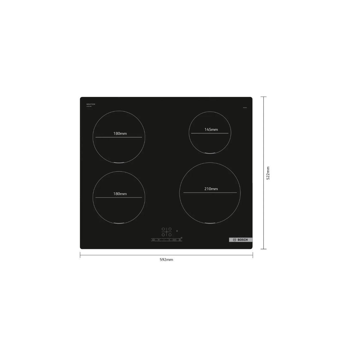 BOSCH Table de cuisson à induction 59.2cm 4 feux noir - PUE611BB5H