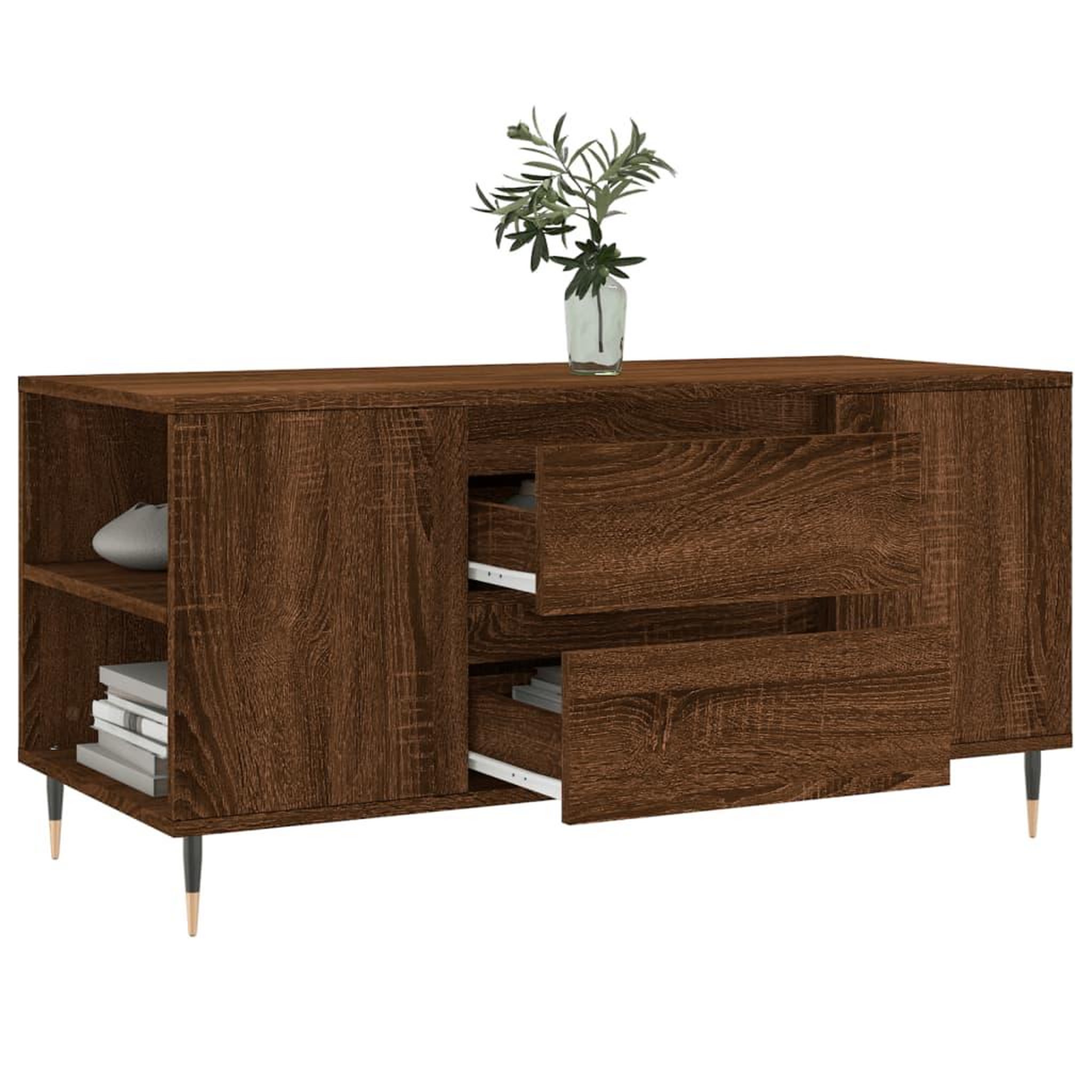 Voir la diapositive 4 : VIDAXL Table basse chene marron 102x44,5x50 cm bois d'ingenierie