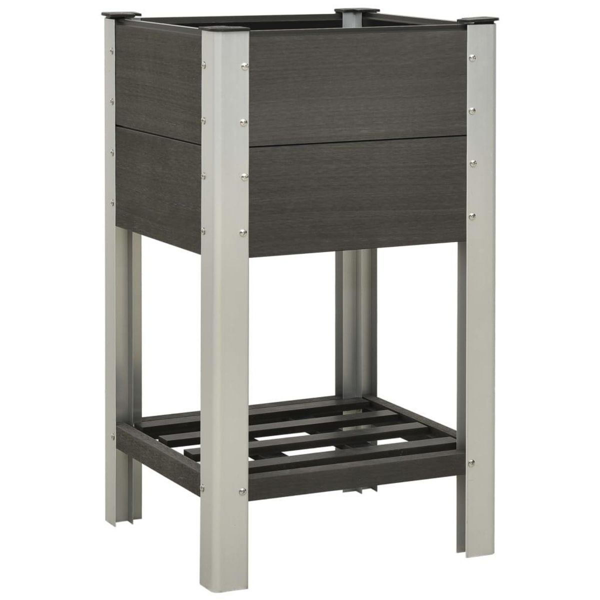 VIDAXL Lit sureleve de jardin avec etagere 50x50x90 cm WPC Gris