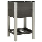 VIDAXL Lit sureleve de jardin avec etagere 50x50x90 cm WPC Gris