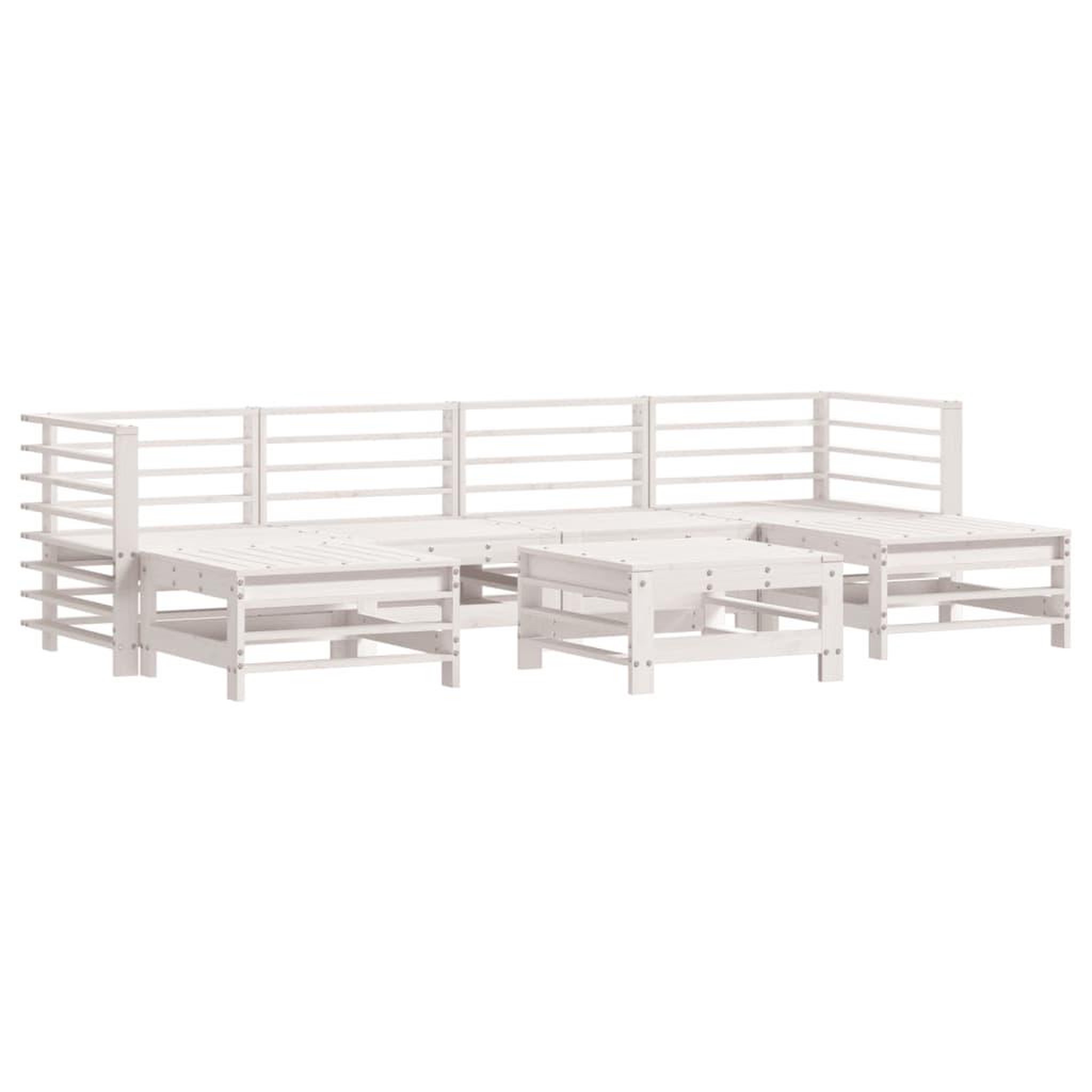 Voir la diapositive 3 : VIDAXL Salon de jardin 7 pcs avec coussins blanc bois massif