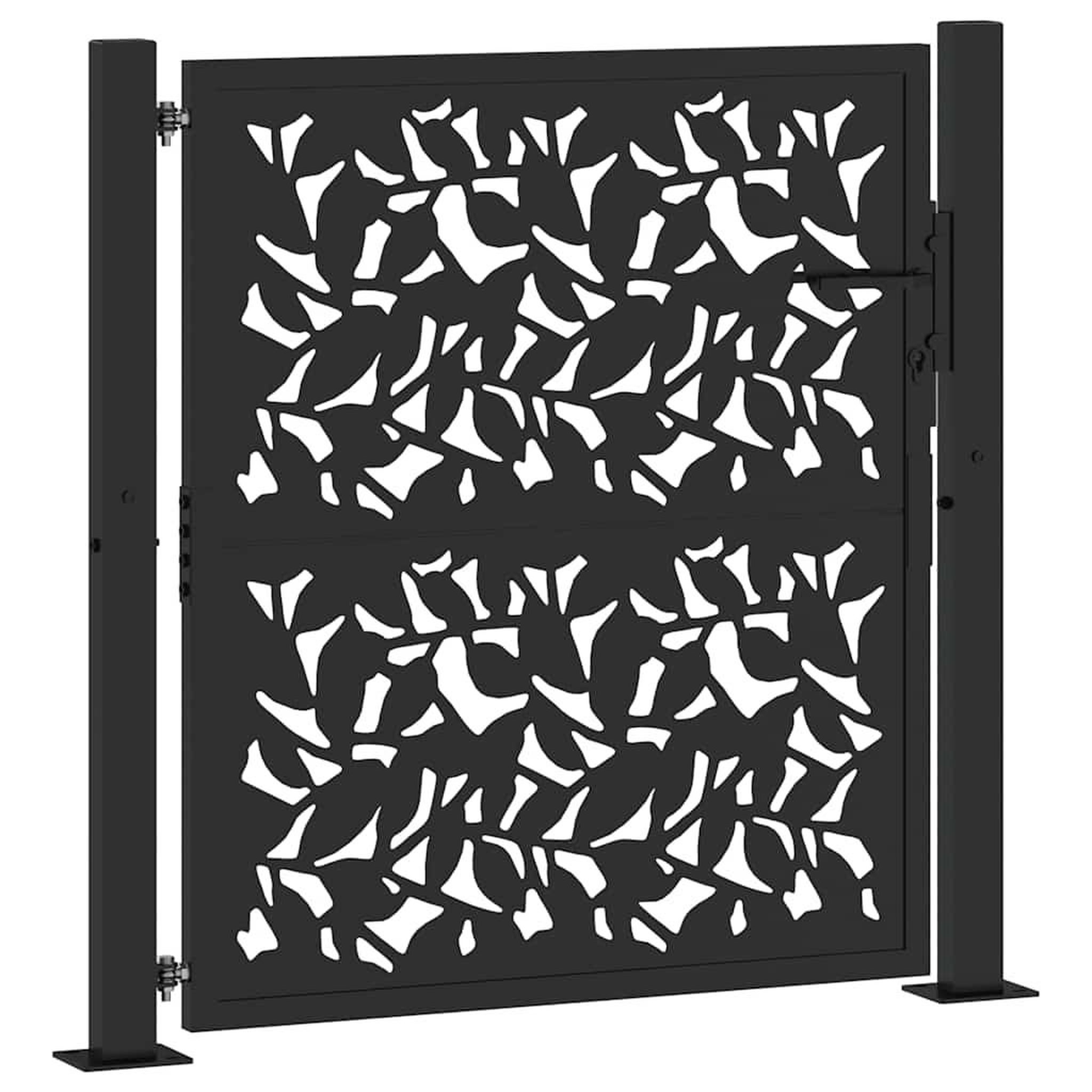 Voir la diapositive 2 : VIDAXL Portail de jardin noir 105x106 cm acier conception de feuilles