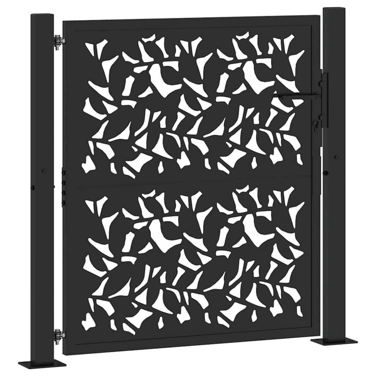 VIDAXL Portail de jardin noir 105x106 cm acier conception de feuilles