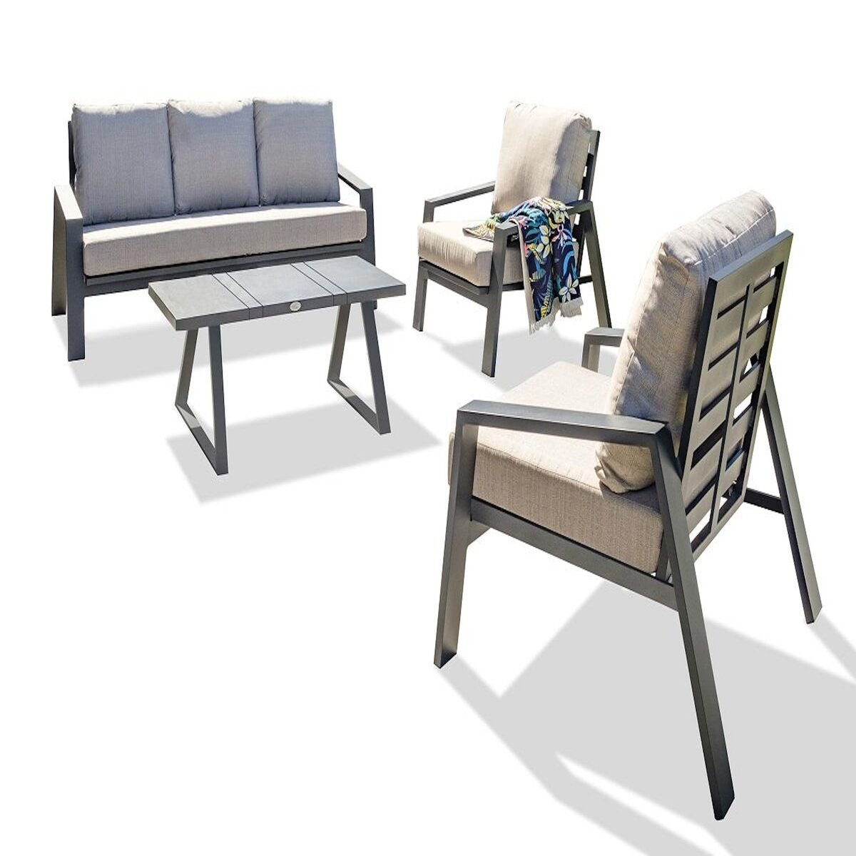 PARIS GARDEN Salon bas de jardin - 5 places - Aluminium - Anthracite - IBIZA