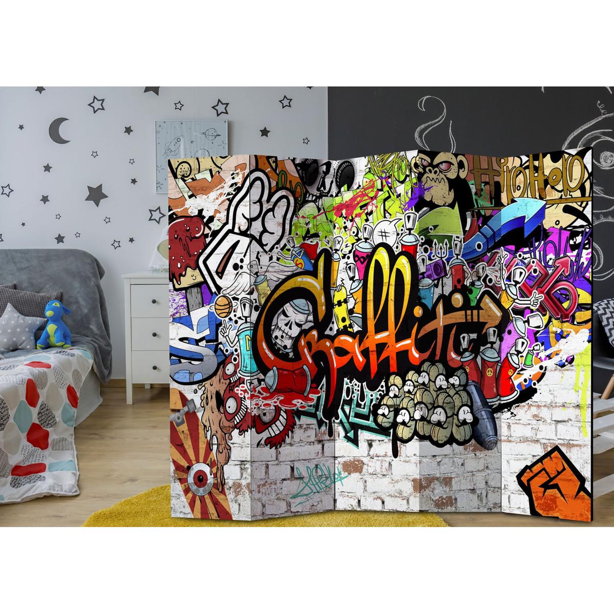 Voir la diapositive 2 : Paris Prix Paravent 5 volets  colourful style  172x225cm