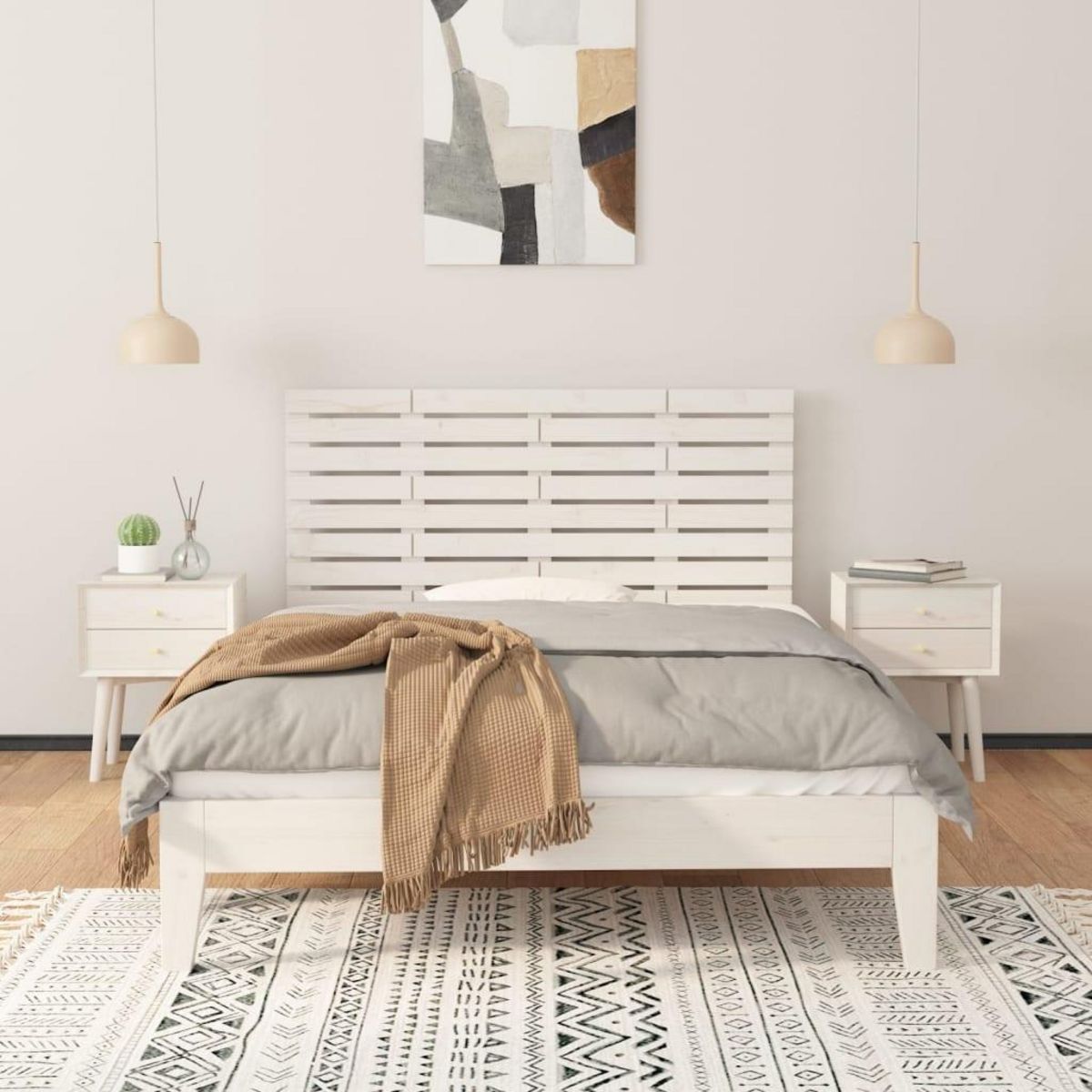 VIDAXL Tete de lit murale Blanc 146x3x63 cm Bois massif de pin