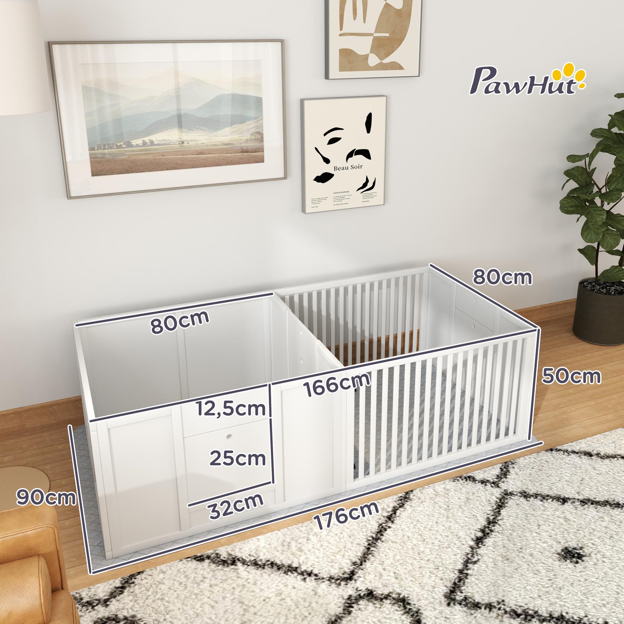 Voir la diapositive 3 : PAWHUT Parc de mise bas pour chien - caisse de mise bas pour chien - hauteur porte réglable - 166 x 80 x 50 cm, blanc