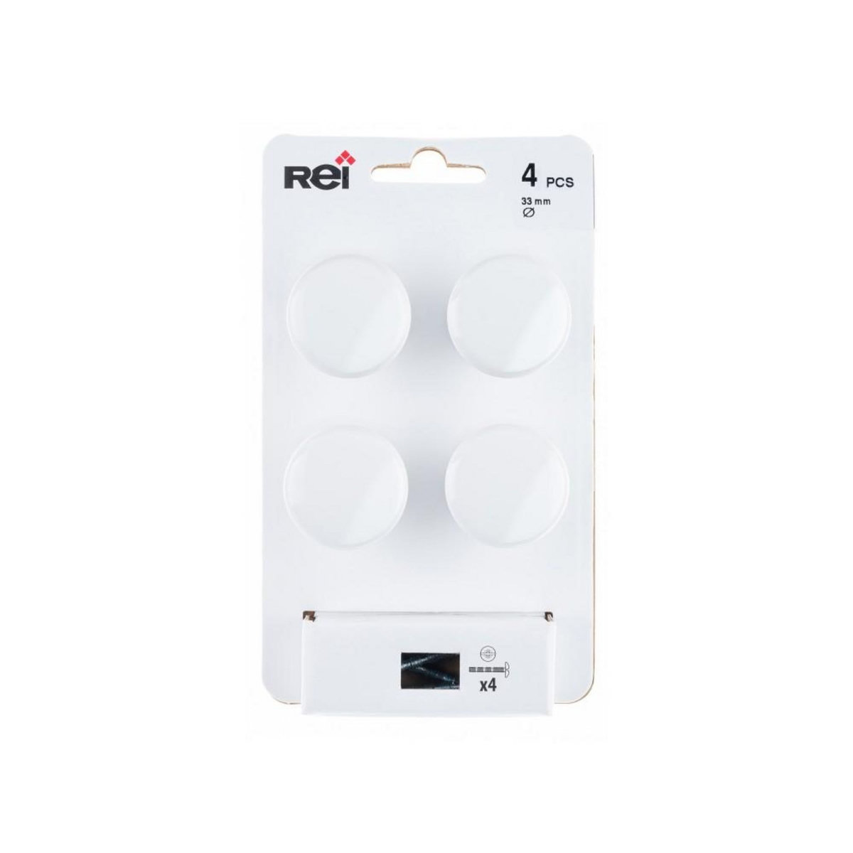 CENTRALE BRICO Lot de 4 boutons de meuble Rond zamak peint H.27 x l.33 x P.33 mm