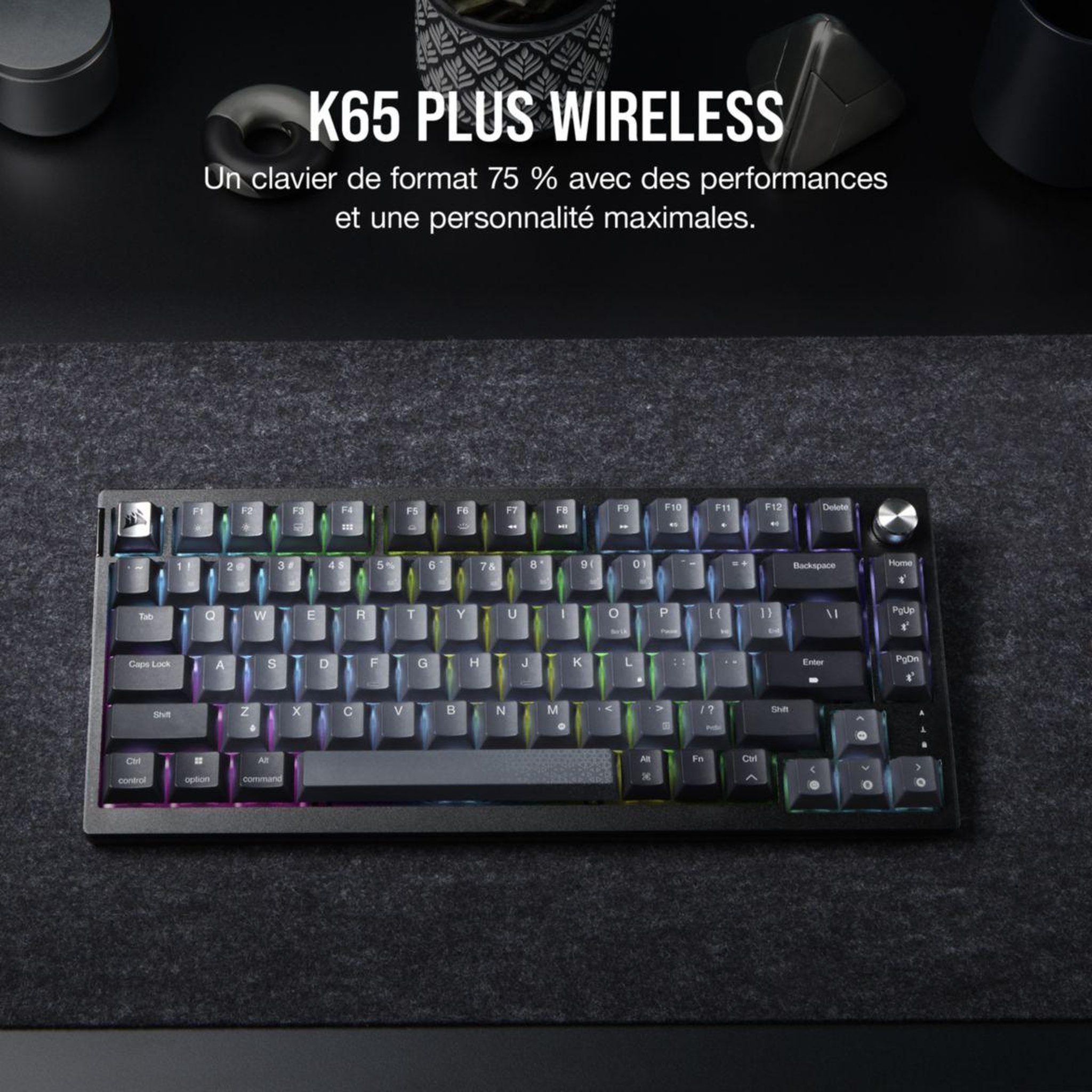 Voir la diapositive 2 : Corsair Clavier gamer sans fil k65 plus wireless
