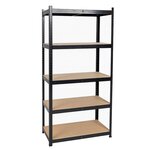 INTEC Etagère de Rangement Noire 90 x 40cm x H180cm - Rayonnage Métal Haute qualité 5 Plateaux Charges lourdes 1500kg INTEC