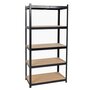Voir la diapositive 1 : INTEC Etagère de Rangement Noire 90 x 40cm x H180cm - Rayonnage Métal Haute qualité 5 Plateaux Charges lourdes 1500kg INTEC