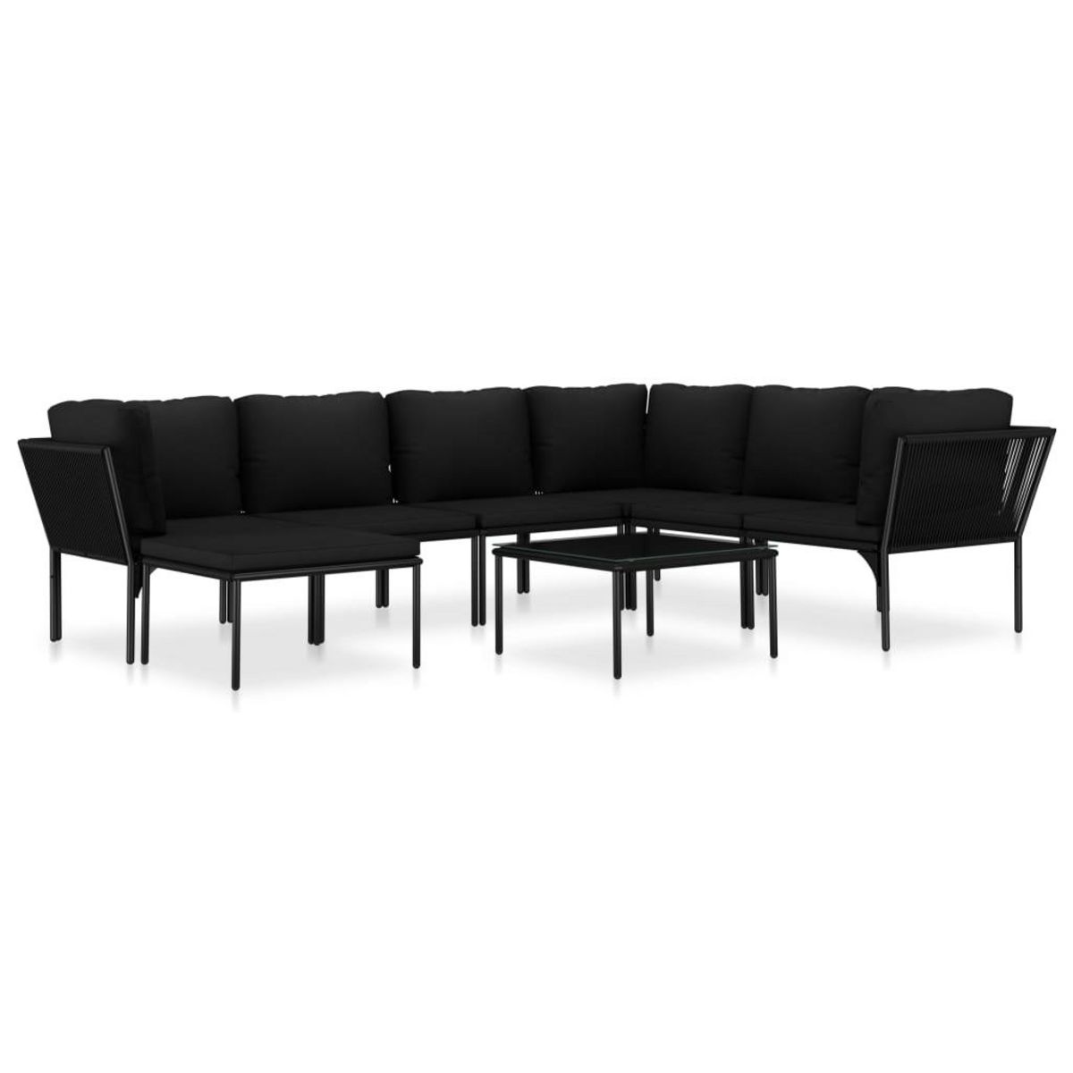 VIDAXL Salon de jardin 8 pcs avec coussins Noir PVC