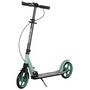 Voir la diapositive 1 : HOMCOM Trottinette pliable adulte béquille double frein amortisseur hauteur guidon réglable roulement PU abec-9 alu. métal vert noir