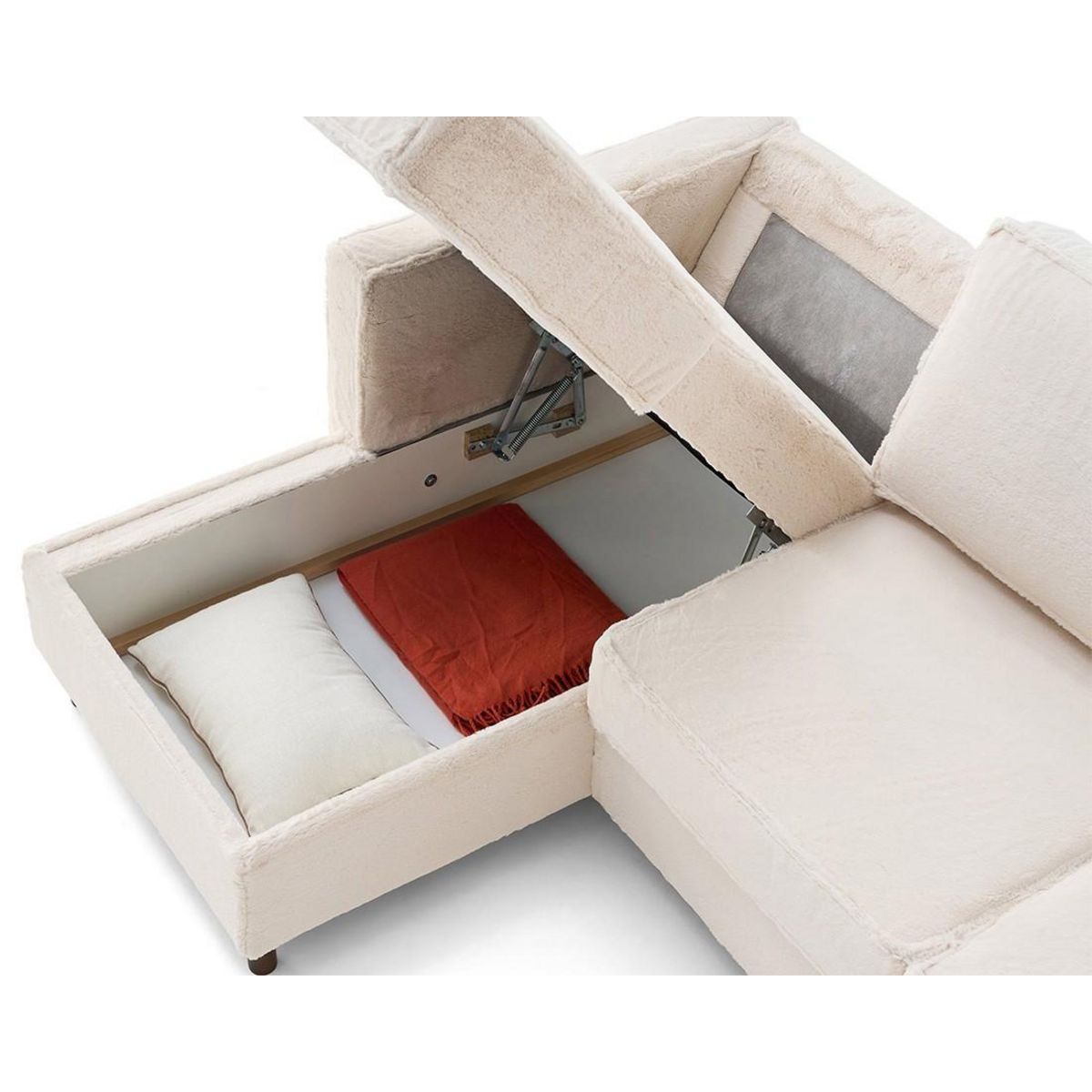 LISA DESIGN Jake - canapé d'angle gauche 4 places convertible avec coffre en fausse fourrure