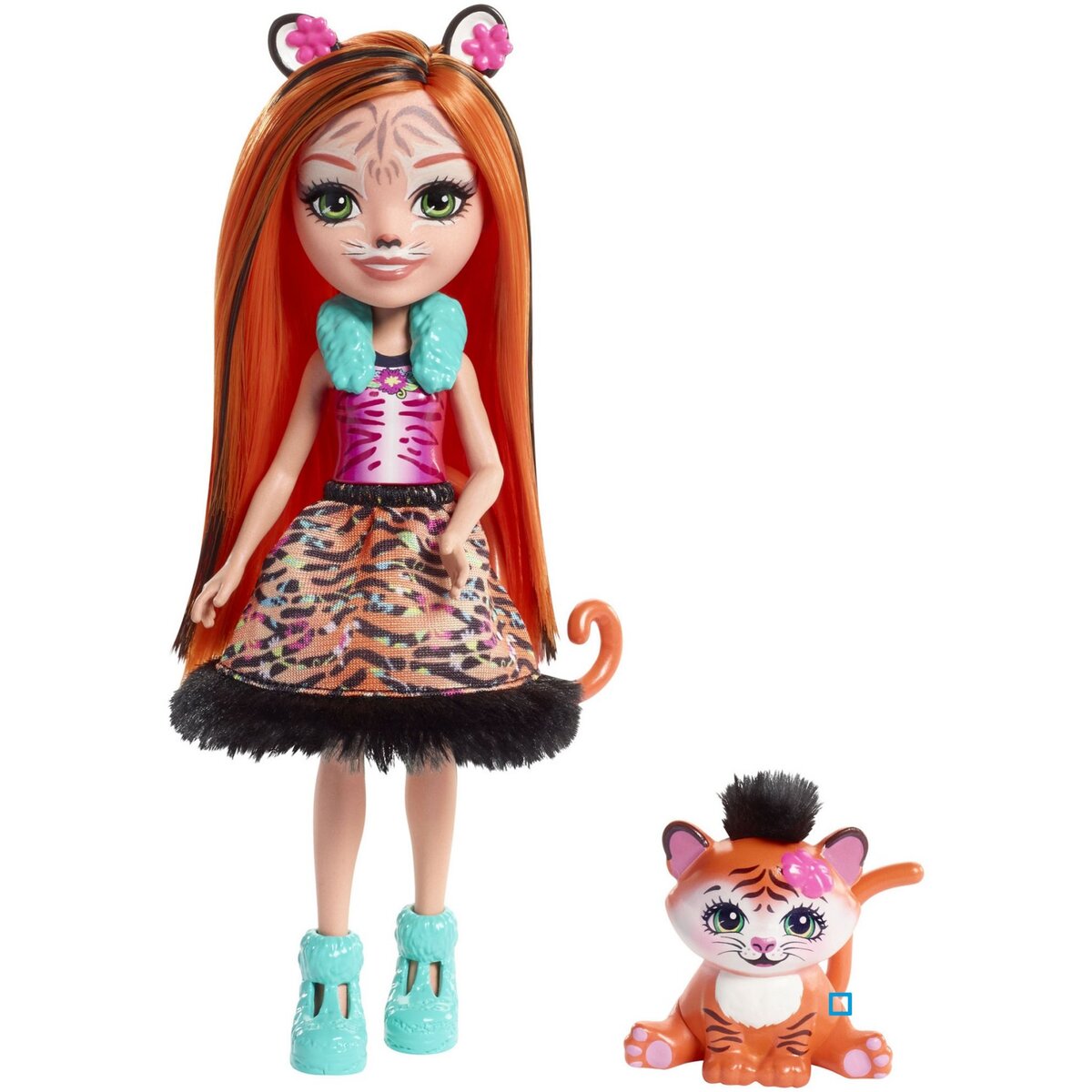 MATTEL Mini-poupée 15cm et sa figurine animale tigre Enchantimals