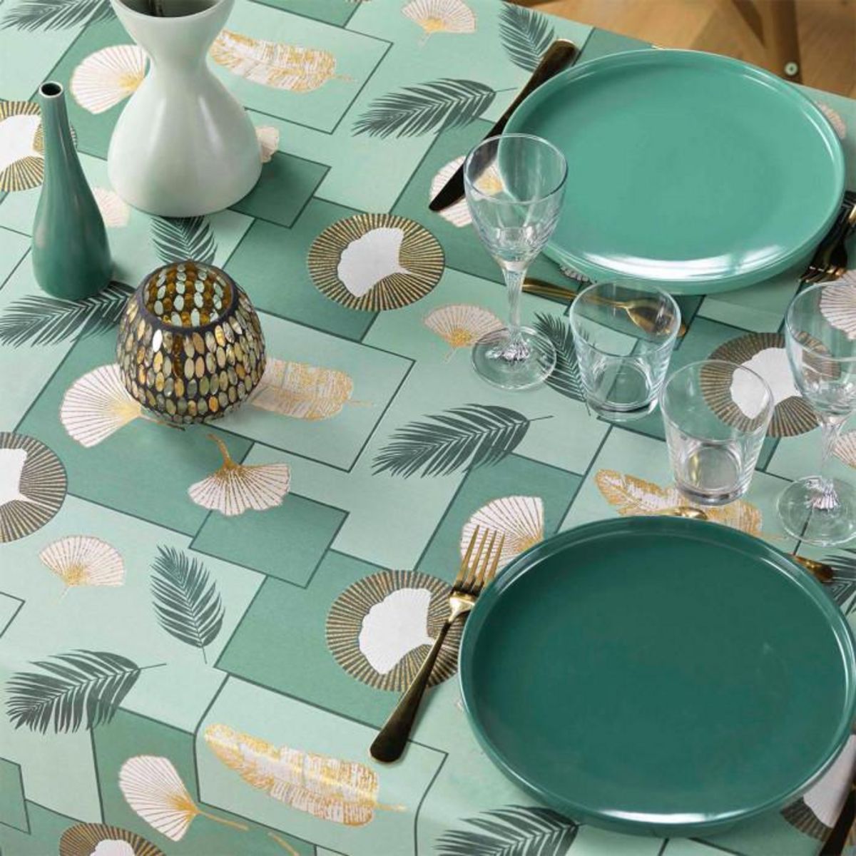 Paris Prix Nappe Antitache Imprimé  Natane  145x240cm Sauge