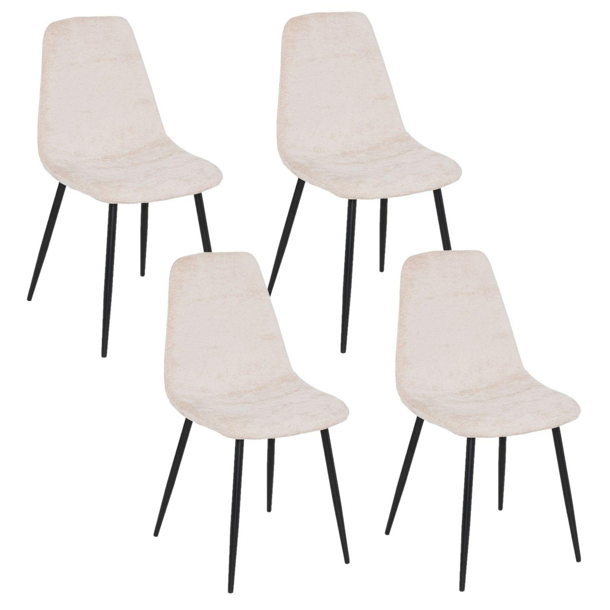 Voir la diapositive 1 : TOILINUX Lot de 4 chaises en tissu chenille et pieds métal tyka