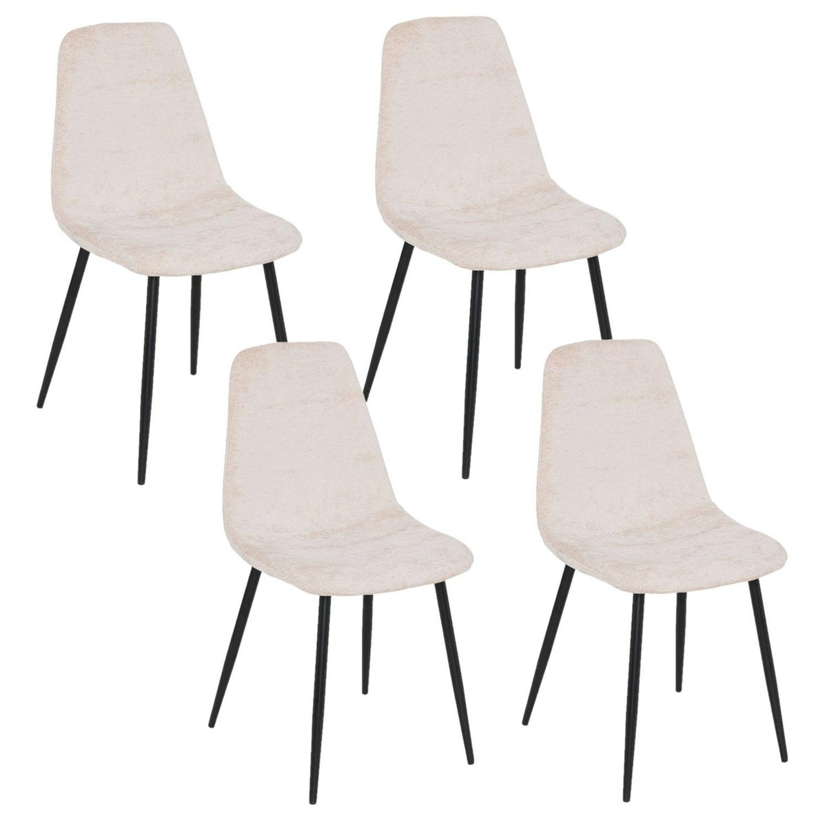 ATMOSPHERA Lot de 4 chaises en tissu chenille et pieds métal TYKA