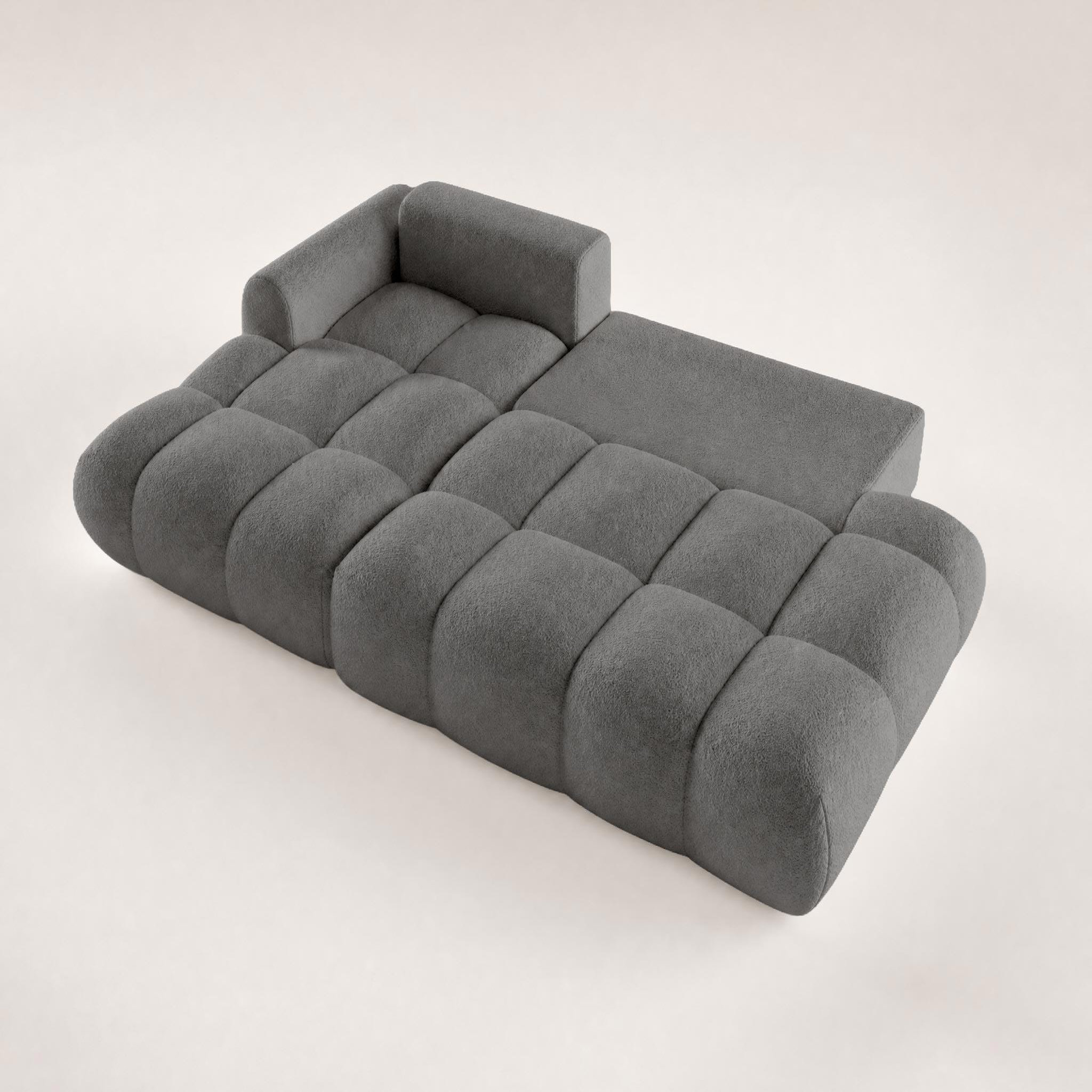 Voir la diapositive 4 : BEST MOBILIER Yulin - canapé d'angle ouvert gauche 4 places convertible avec coffre en tissu bouclette