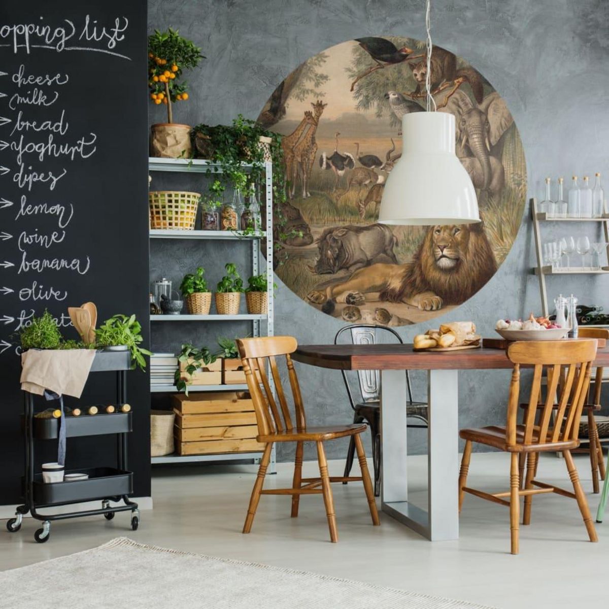 WallArt WallArt Papier peint cercle Animals of Africa 142,5 cm