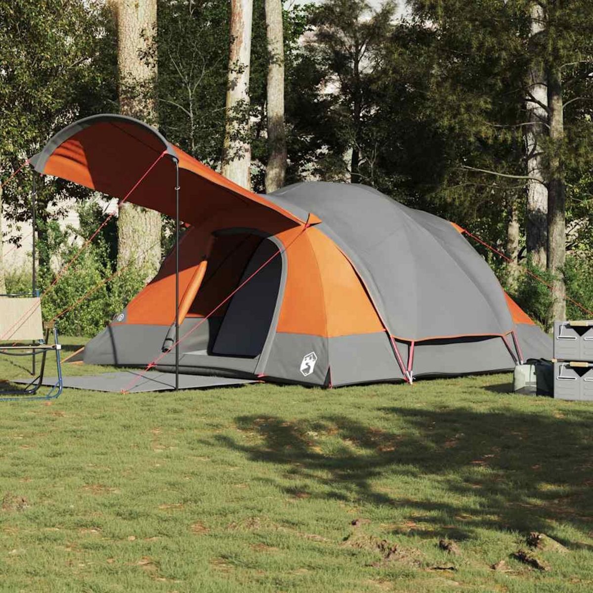 VIDAXL Tente familiale tunnel 8 personnes gris et orange impermeable