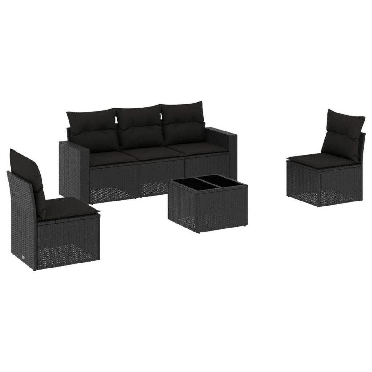 VIDAXL Salon de jardin 6 pcs avec coussins noir resine tressee