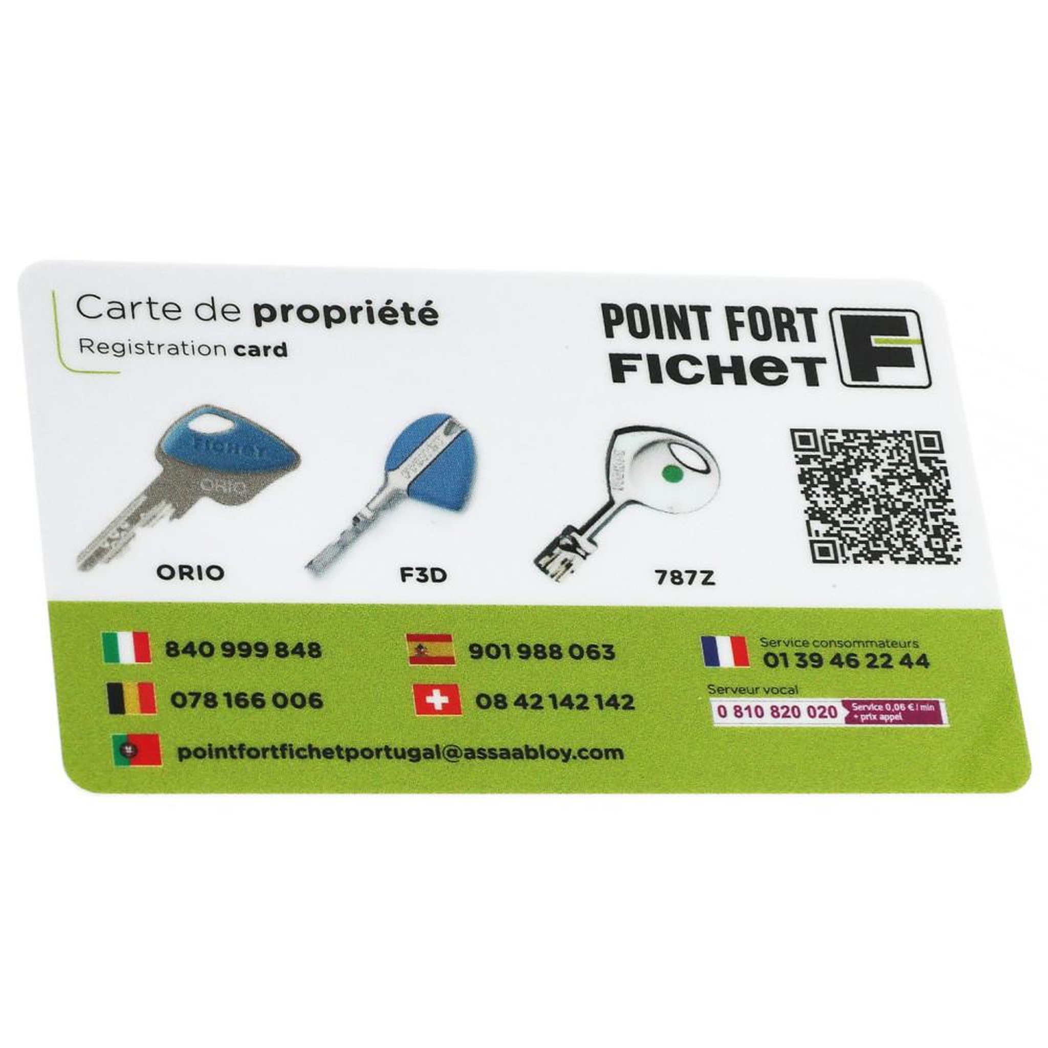 Voir la diapositive 3 : Jeu de cylindre de serrure 2D laiton 787Z avec 4 clés et carte de propriété QR
