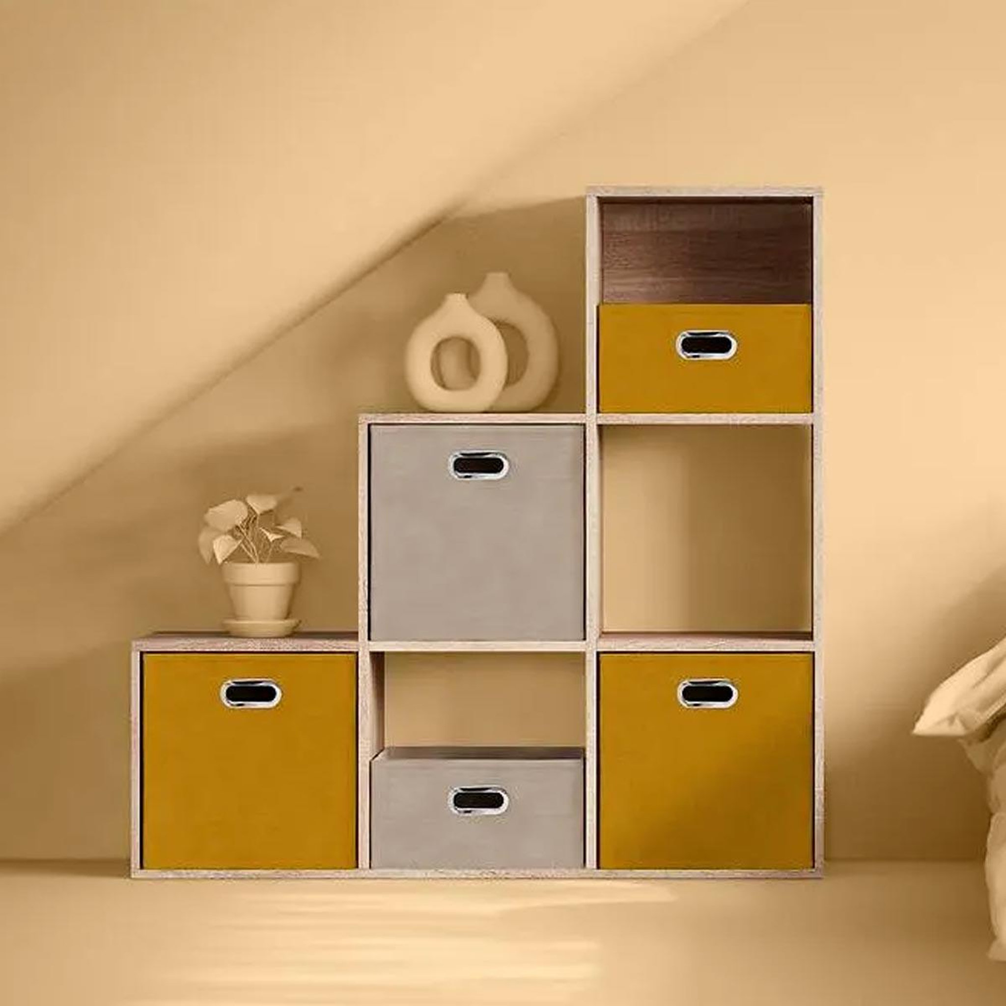 Voir la diapositive 3 : FIVE Boîte de rangement pliable  mix n'modul  31x31cm beige lin