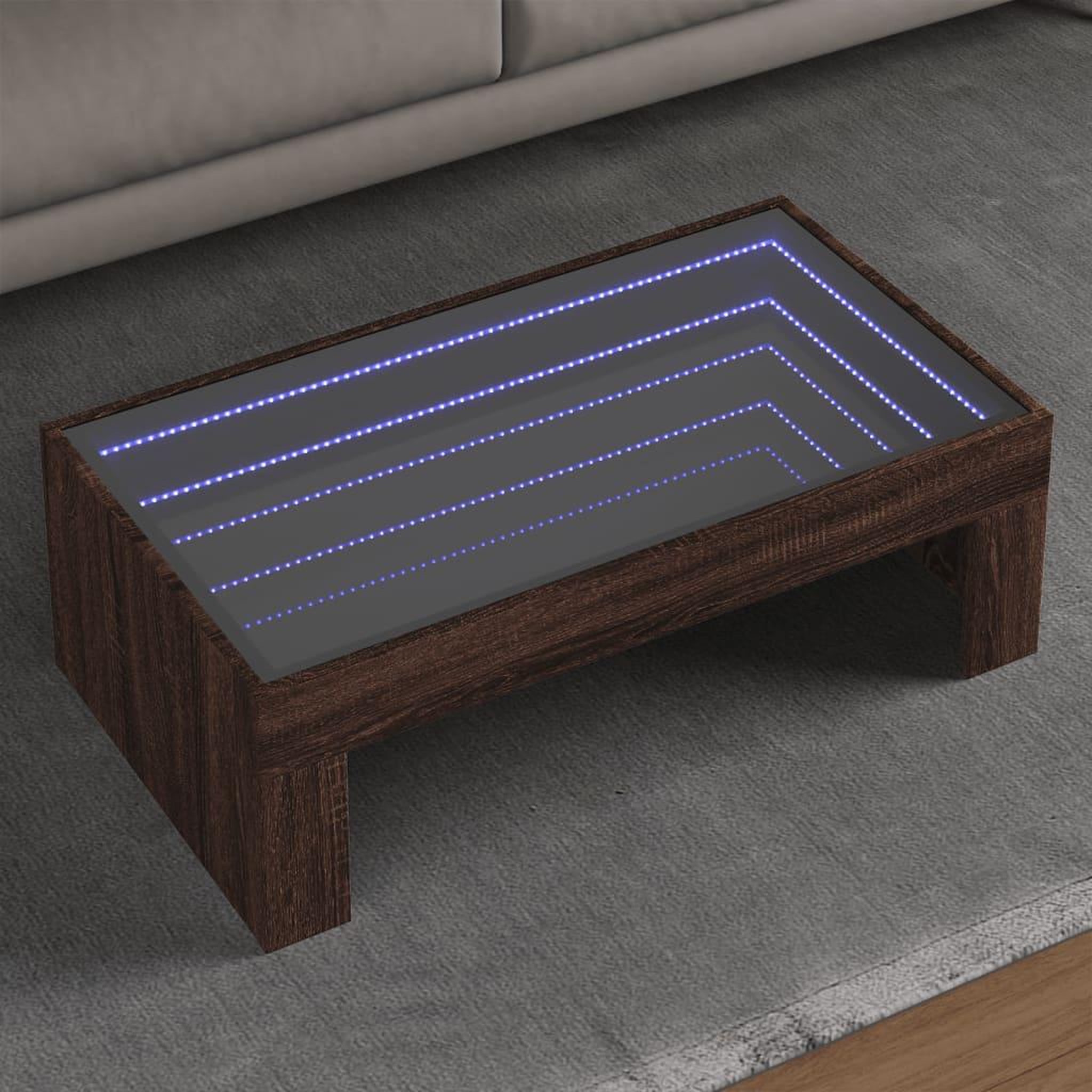 VIDAXL Table basse avec LED infini chene marron 90x50x30 cm