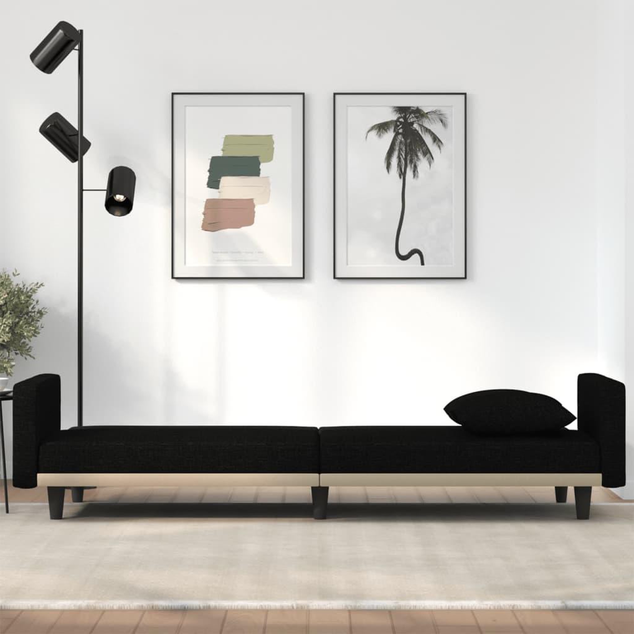 Voir la diapositive 3 : VIDAXL Canape-lit avec coussins noir tissu