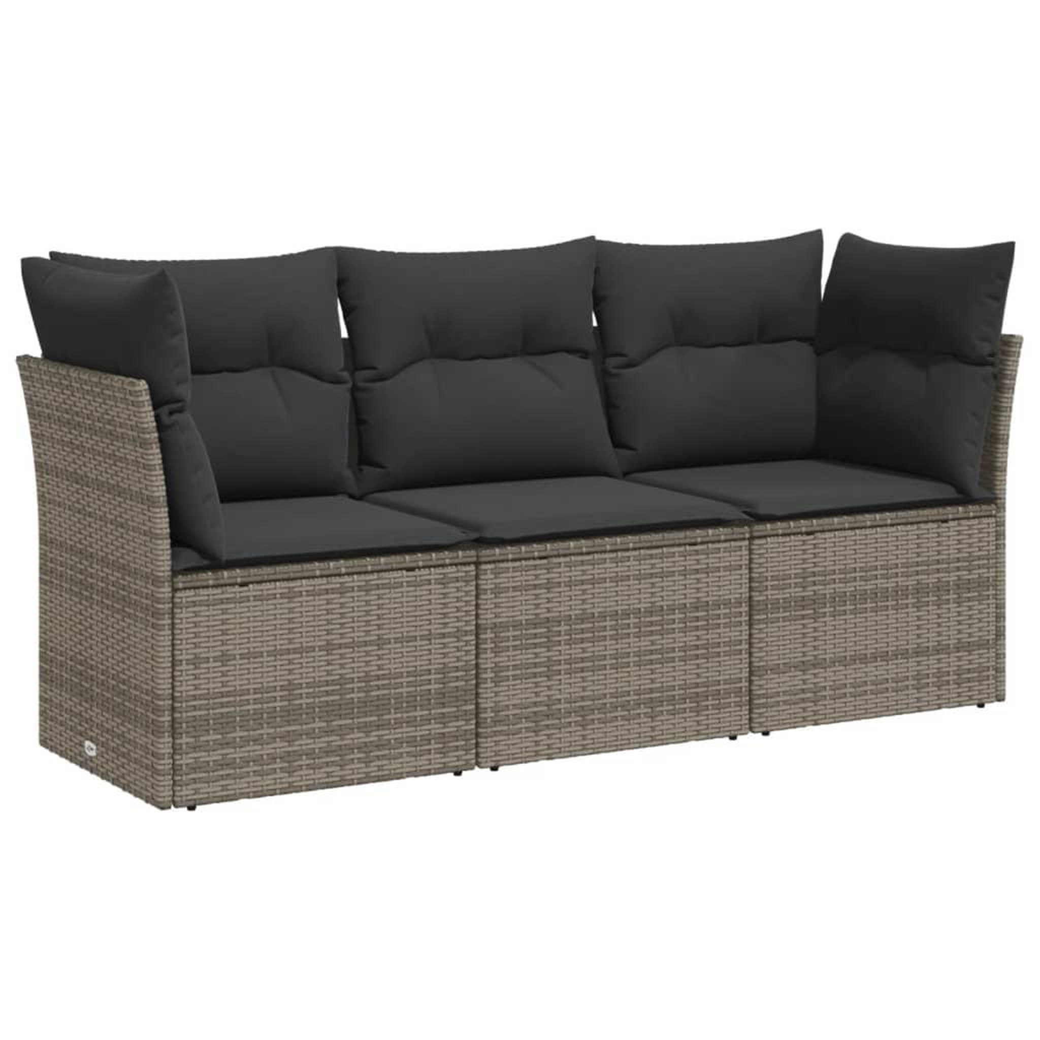 Voir la diapositive 2 : VIDAXL Salon de jardin avec coussins 3 pcs gris resine tressee