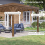 Voir la diapositive 4 : OUTSUNNY Pergola autoportante style rustique chic - Toit terrasse à décorer - dim. 3,65L x 3l x 2,15H m - bois sapin pré-huilé
