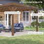 Voir la diapositive 4 : OUTSUNNY Pergola autoportante style rustique chic - Toit terrasse à décorer - dim. 3,65L x 3l x 2,15H m - bois sapin pré-huilé