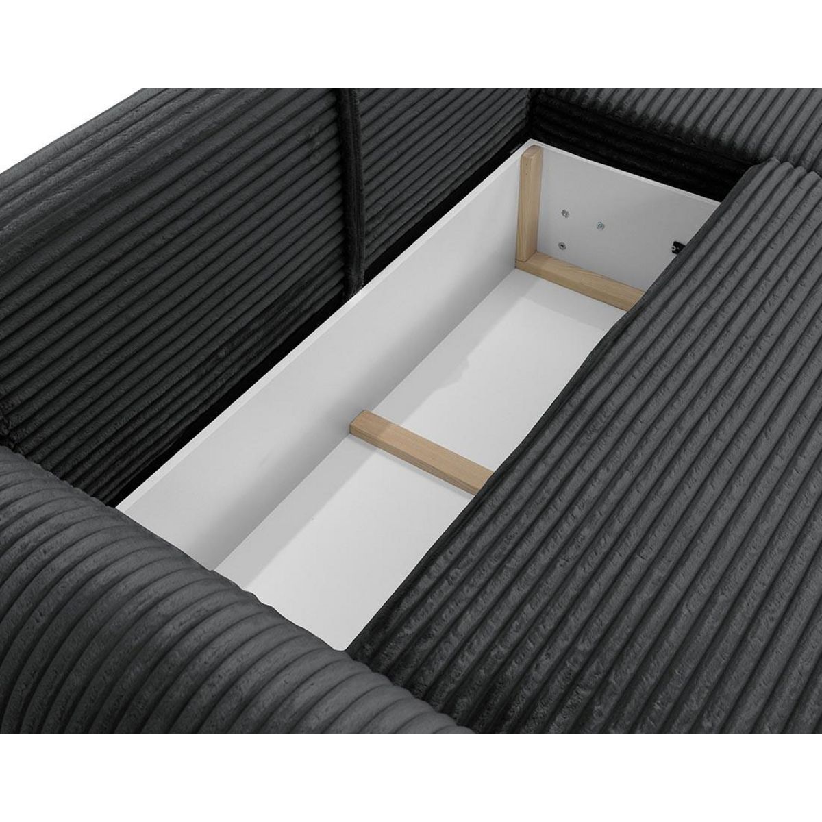 BEST MOBILIER Silvano - canapé d'angle droit 4 places convertible avec coffre en velours côtelé grosses côtes